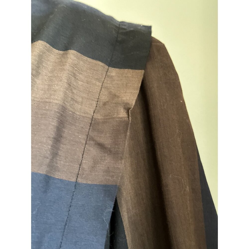 Vintage Striped Midi Dress With Button Closure & Puffed Sleeves - Picture 7 of 14